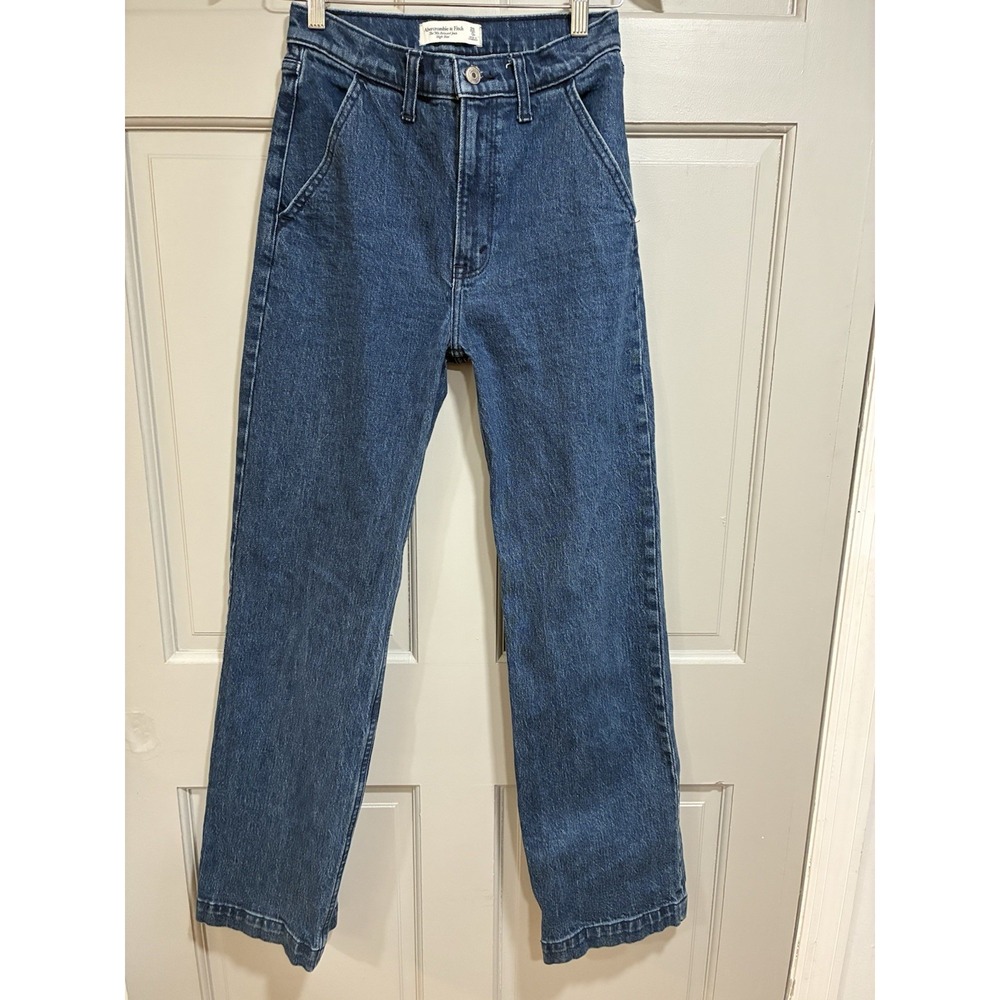 Abercrombie &Fitch Women High Rise The 90's Relaxed Fit Jeans Size 0 Dark Wash